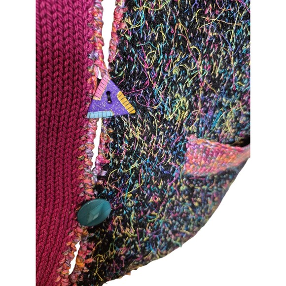 Handmade Sweater Sleeveless Sweater Art Sweater Sweater Vest Magenta Sz One Size - Picture 3 of 5